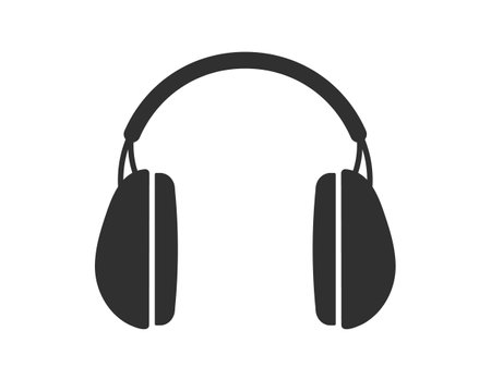 Hearing protection ear muffs icon. Ear safety sign, protective headphones symbol. Vector illustration image.のイラスト素材