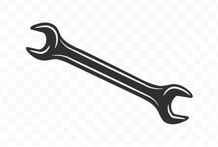 Simple style workshop tool wrench icon shape symbol. Fixing mechanic service  logo sign. Vector illustration image. Isolated on white background.のイラスト素材