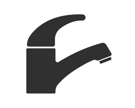 Water fauced tap icon symbol. Kitchen, WC water faucet or sink sign logo. Water flows from the faucet symbol. Drinking water.のイラスト素材