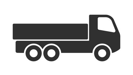 Tipper Truck Icon. Dump Truck symbol. Dumper Truck logo sign. Vector illustration image.  Isolated on white background.のイラスト素材
