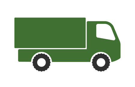 Army truck icon symbol. Military vehicle logo sign. Armored offroad truck. Vector illustration image. isolated on white background.のイラスト素材