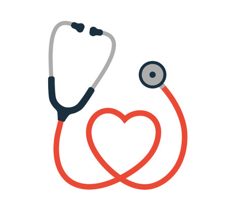 Heart Stethoscope simple flat style graphic icon symbol. Hospital doctor clinic logo. Healthcare sign. Vector illustration image. Isolated on white background.のイラスト素材