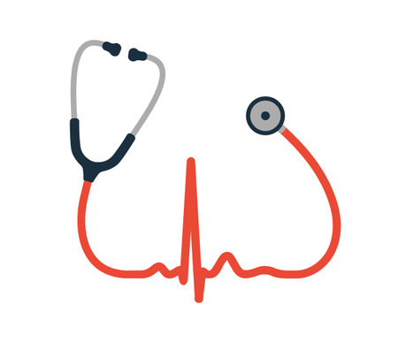 ECG line Heart beat Stethoscope simple flat style graphic icon symbol. Hospital doctor clinic logo. Healthcare sign. Vector illustration image. Isolated on white background.のイラスト素材