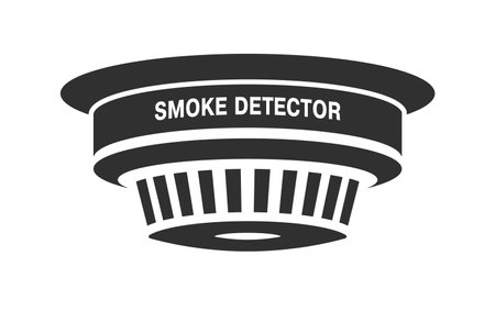 Smoke detector icon symbol. Fire alarm logo sign. Fire safety equipment. Vector illustration image. Isolated on white background.のイラスト素材