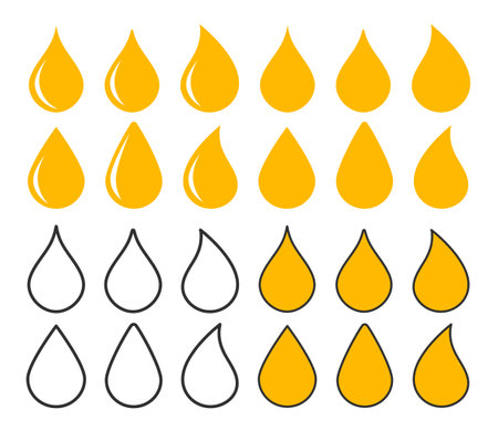 Various Honey drop icon symbol set. Honey symbol logo sign collection. Bee wax sign. honey package design. Vector illustration image. Isolated on white background.のイラスト素材