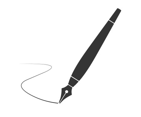 Old fountain pen nibs icon symbol pictogram. Retro vintage fountain nib pen tip logo sign. Calligraphy Ink Pen. Vector illustration image. Isolated on white background.のイラスト素材