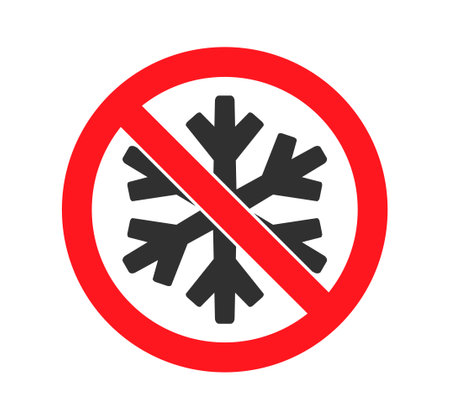 Do not freeze icon symbol set.  No freezing logo sign. Snowflake ice, prohibition, prohibited, not allowed, forbid. Vector illustration. Isolated on white backround.のイラスト素材