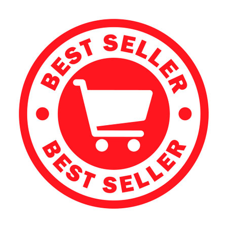 Best Seller shopping cart grunge Stamp icon symbol. Top product  Round Sign logo sign. Vector illustration image. Isolated on white background.のイラスト素材