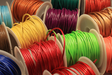 Assortment of colorful spools of thread