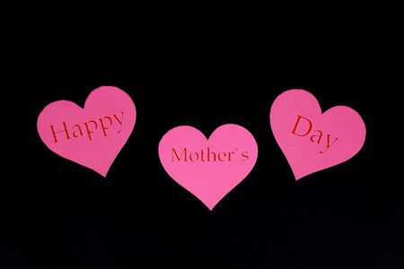 the International Mother's Day Hearts on a Black Backgroundの写真素材
