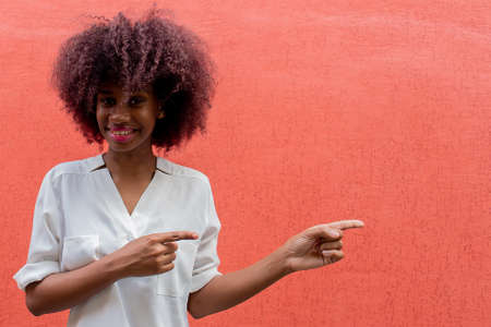 the African American shows hand to sideの写真素材