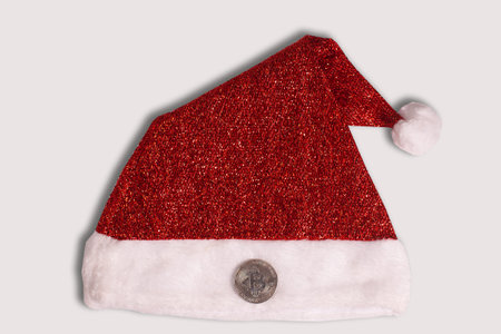 the new year's hat on a white background and bitcoin