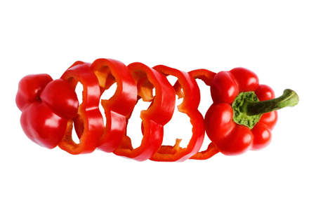 red pepper cut on a white background, isolate.の写真素材