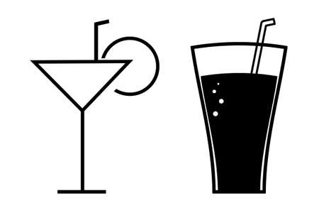 black icon of two glasses on a white background.の写真素材