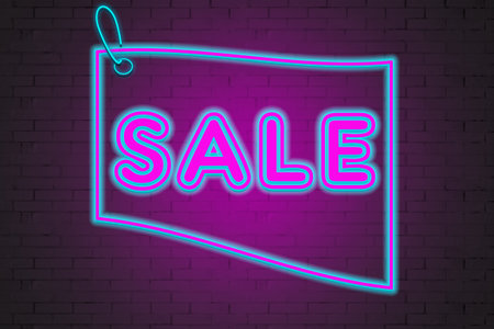 neon sign with the inscription sale.の写真素材