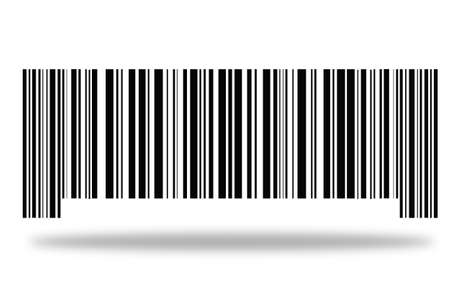 barcode on a white background with a shadow.の写真素材