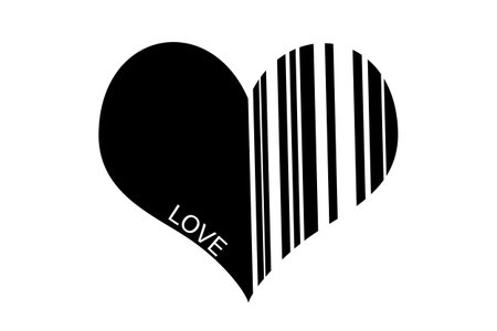 barcode heart on a white background.の写真素材