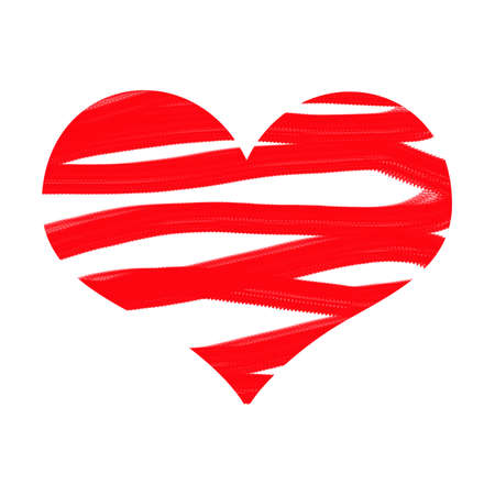 red heart on a white background, valentine's day sticker.の写真素材