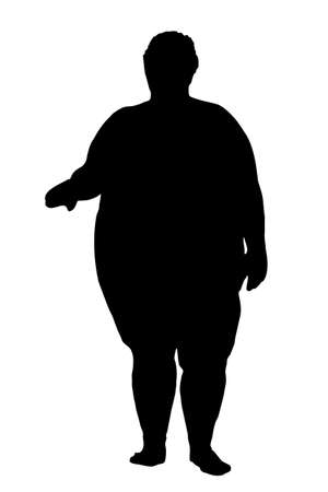 Black silhouette of a fat woman on a white background.の写真素材