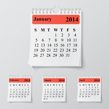 Wall calendar with spring 2014. Vectorのイラスト素材