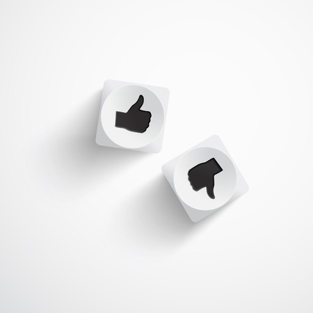 Vector illustration of two white dice.Like and dislikeのイラスト素材
