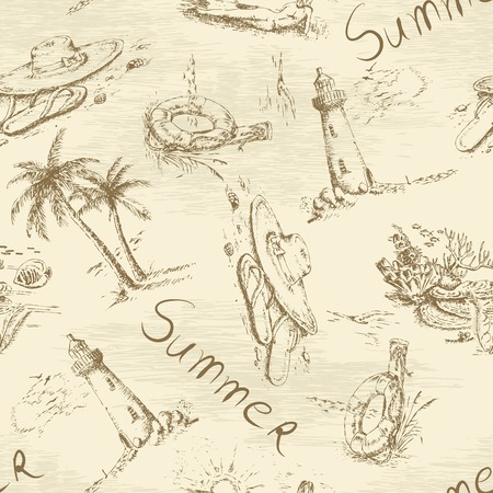 Hand drawn summer backgroundのイラスト素材