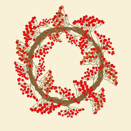 Red rowan wreathのイラスト素材
