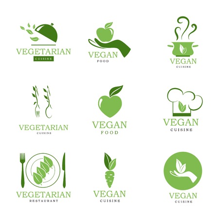 Vegan and vegetarian iconsのイラスト素材