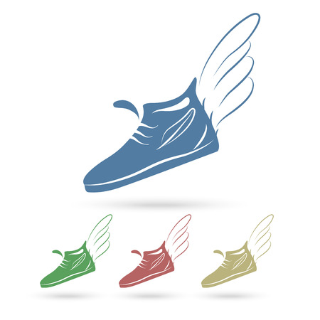 Speeding running shoe iconsのイラスト素材