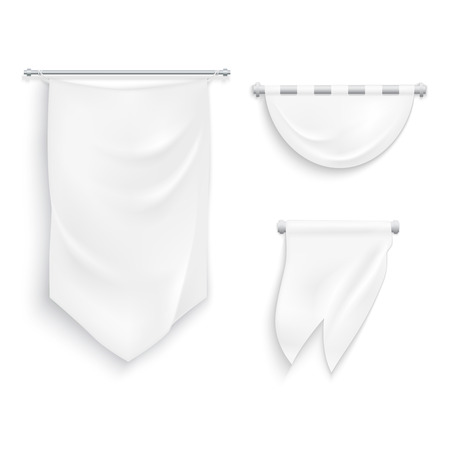 Realistic medieval style banners template with shadows on white backgroundのイラスト素材
