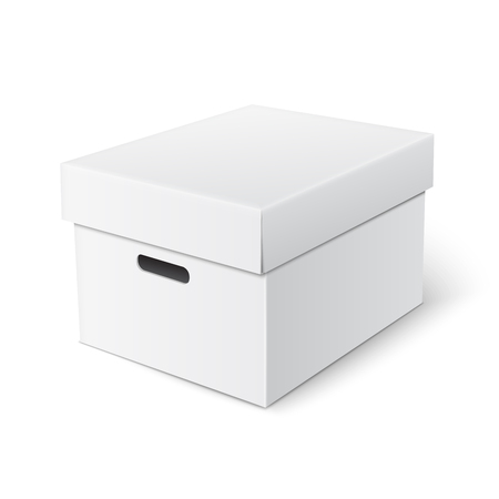 Realistic box with hand holes and cover templateのイラスト素材