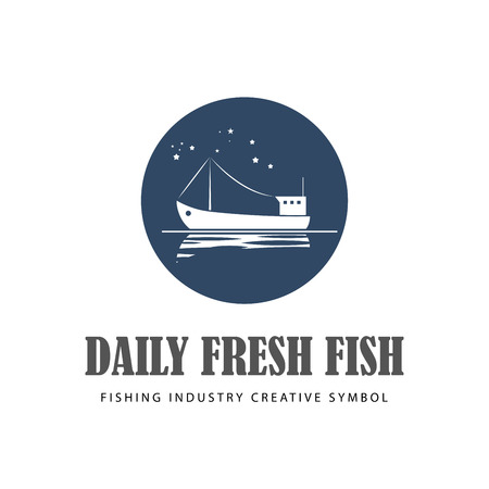 Fishing boat signs. Vector image.のイラスト素材