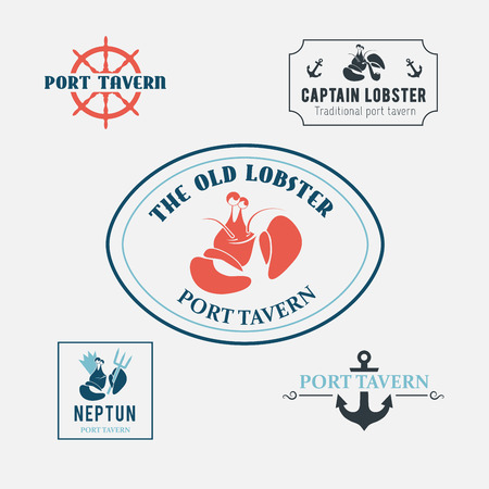Original emblems for seafood restaurant or tavern. labels and design elementsのイラスト素材