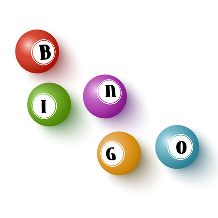 Realistic colorful bingo balls isolated over white. illustration for your design.のイラスト素材