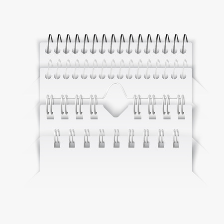 set of various realistic notebook or calender spiral designsのイラスト素材