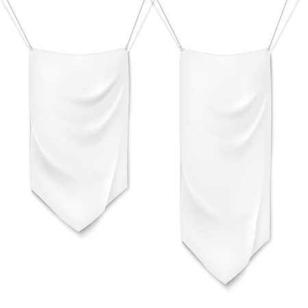 Realistic white textile banners with folds. medieval style bannersのイラスト素材