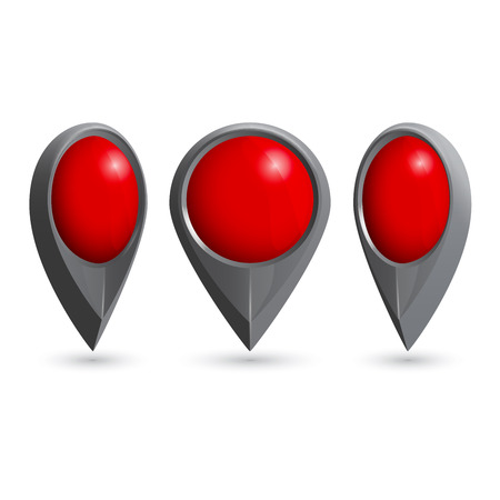 Modern dark gloss map pointer icon from different angles. Vector illustrationのイラスト素材