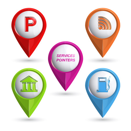 Set of modern vector 3D pointers for various servicesのイラスト素材