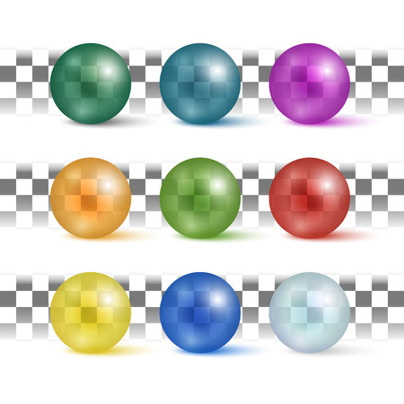 Beautiful set of realistic colorful transparent spheres. Vector illustration for your design.のイラスト素材