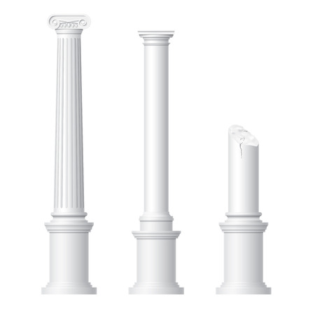 Realistic antique columns isolated on white background vector illustrationのイラスト素材
