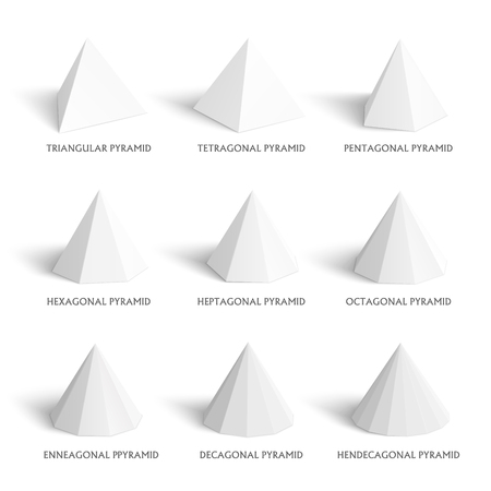 3d copiramids template. Realistic with shadow. Perfect for school, study, designersのイラスト素材