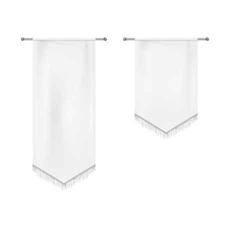 Realistic white textile banners with foldsのイラスト素材