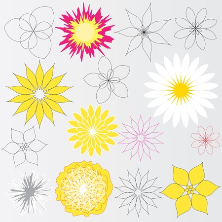 Set of colorful flowersのイラスト素材