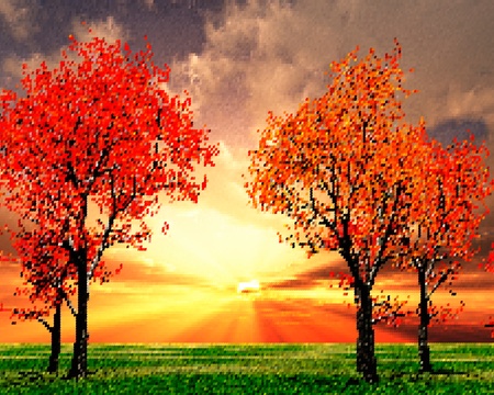 Beautiful autumn landscape illustrationのイラスト素材