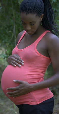 Hands on the bellyの写真素材