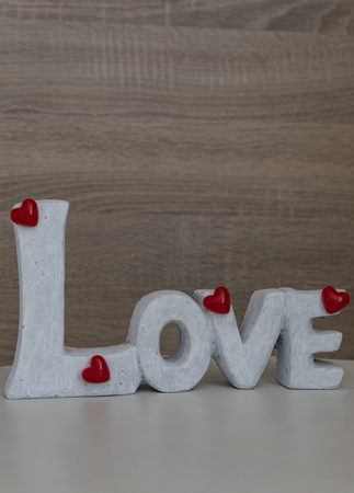 word love of stone and decor in the form of heartsの写真素材