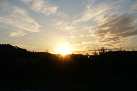 sunset E4 highway to north capeの写真素材