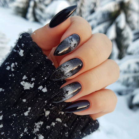 Black white manicure idea. Perfect long nailsの素材