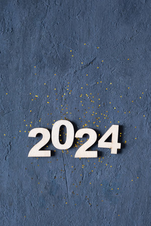 Class of 2024 number with graduation cap on dark background. Graduation holiday concept.の写真素材