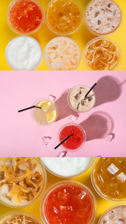 Lemonades and coctails photo collage. Summer drinksの写真素材